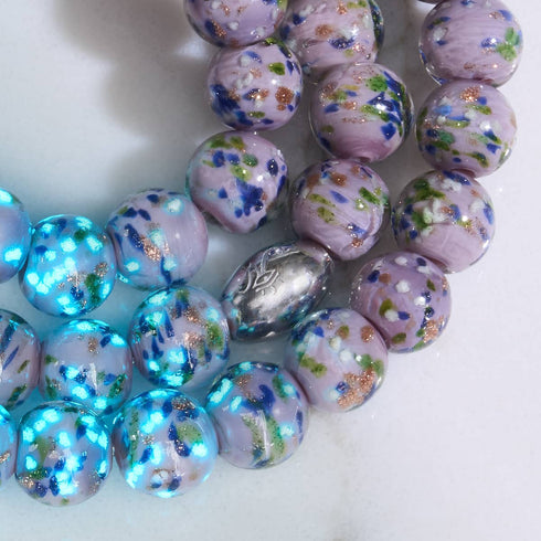 Violettes Wintergrün | 925 Sterling Silber | Glühwürmchen-Glasarmband
